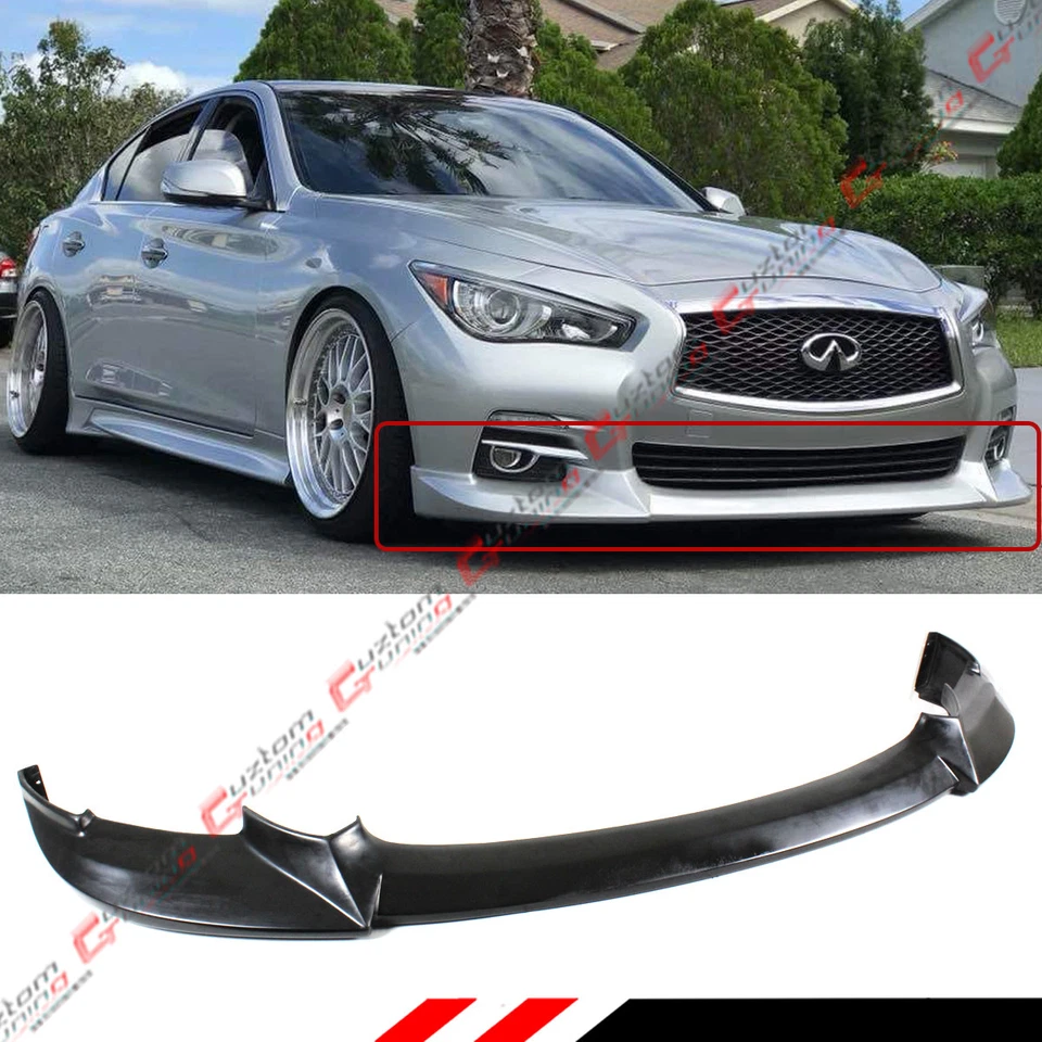 FOR 2014-17 INFINITI Q50 BASE PREMIUM JDM NIS STYLE FRONT BUMPER LIP-UNPAINTED  - Image 1 of 4
