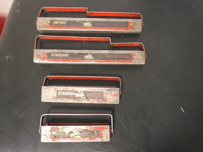 Vtg Mac Tools Lot of 4 Red Metal Socket Tray for Shallow SAE & MM Sockets - Image 1 of 4