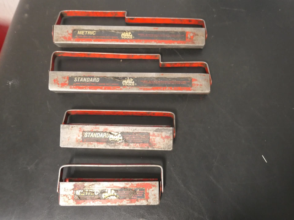 Vtg Mac Tools Lot of 4 Red Metal Socket Tray for Shallow SAE & MM Sockets - Image 1 of 4