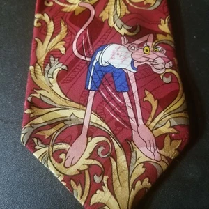 THE Pink Panther Official Men's Neck Tie by Gym Dandy Workout Burgundy VTG - Picture 1 of 12