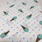 White and Mint Green Ice Cream Cone Polka Dot Fabric Over 1 Yard Cotton F21