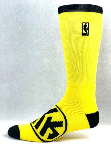New York Knicks Basketball Logoman Electric Yellow Zoom Logo Deuce Crew Socks Cover