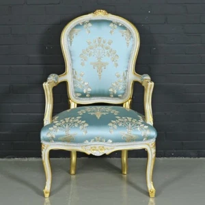 Casa Padrino Barock Salon Stuhl "Medaillon" Helltürkis / Gold - Antikstil Stuhl - Bild 1 von 2