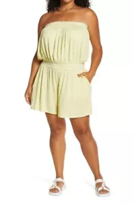 New BP Strapless Knit Romper Green Cream Myra Vine Floral Women's Plus size 1X - Picture 1 of 8