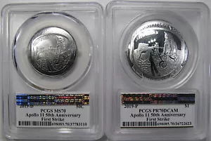 2019 PCGS MS/PF70DCAM APOLLO 11 50TH ANNIVERSARY SET ~ ASTONAUTS MEMORIAL LABEL! - Picture 1 of 2
