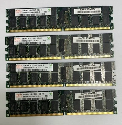 16GB Kit (4 x 4GB) Hynix HYMP151P72CP4-Y5 AB-C PC2-5300P DDR2 ECC Server Memory - Image 1 of 3