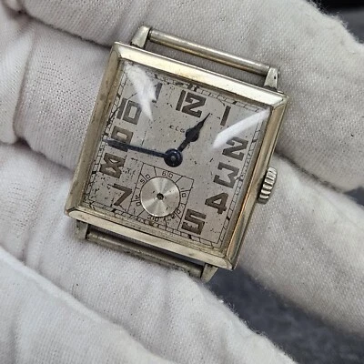 RARE Vintage ELGIN USA Art Deco Men's Wrist Watch Mechanical Wind Parts/Repair  - Image 1 of 4
