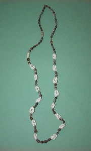 Vintage 36 inch Brown Sea Shell Necklace With White Shell Clusters - Picture 1 of 8