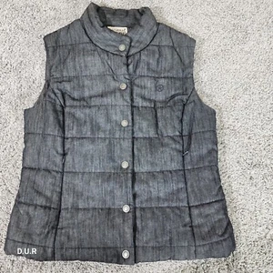 CONVERSE Gilet Denim Femme Grand Noir Bleu Puffer Skater Jean Sans Manches Bouton - Photo 1/13