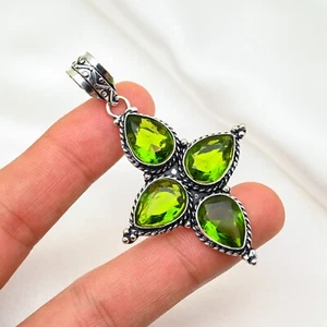 Peridot Pendant Gemstone Handmade 925 Sterling Silver Beautiful Jewelry - Picture 1 of 4