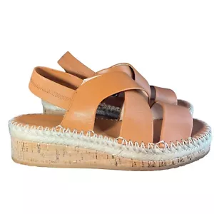 Cole Haan Tan Leather Cork Cloud Vero Wedge Espadrille Sandals Women’s 9.5 B - Picture 1 of 12