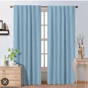 WEXLEY Blackout Curtains LIGHT BLUE 38x 84 Set of 2 Thermal Light Filter - Picture 1 of 6
