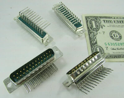 Lote 4 conectores de soldadura D-Sub macho 90 grados cañón ITT DB-25P-1A0N-A191-K87-182 Foto 1 de 4