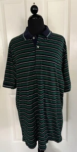 Vintage Ellesse Polo Shirt Striped Size XL  Green Blue White Collared - Picture 1 of 10