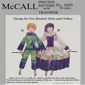 33" French Boudoir Roaring 20s Dolls & Doll Clothes Pattern McCall 1693