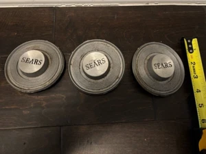 Sears Vintage Metal Fence Sign - Cast Aluminum Round Plate 1960s - Picture 1 of 3