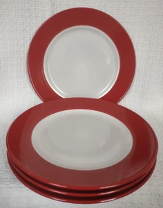 Royal Norfolk ~ Set of 4 ~ 10½" DINNER PLATES ~ White with Wide Red Border ~ NWT - Picture 1 of 6