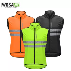 WOSAWE Men's Windproof Cycling Vest Reflective MTB Bike Sleeveless Jersey Tops - Picture 1 of 13