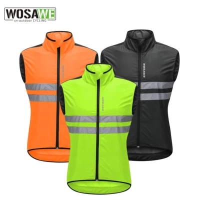 WOSAWE Men's Windproof Cycling Vest Reflective MTB Bike Sleeveless Jersey Tops - Image 1 of 4