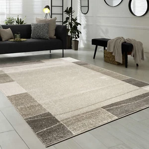 Designer Teppich Wohnzimmer Teppich Modern Bordüre in Braun Beige Preishammer - Bild 1 von 5
