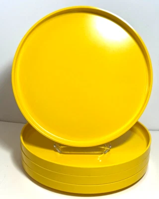 4 Heller Massimo Vignelli Plates Yellow Melamine Stackable 10" Plates - Image 1 of 4