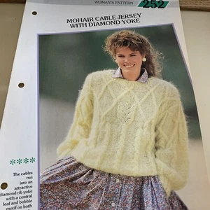 VINTAGE CREATIVE KNITTING PATTERN - MOHAIR CABLE JERSEY WITH DIAMOND YOKE - Picture 1 of 5