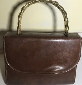 Vtg Delicato by Markay Retro Mod Vinyl Handbag Purse Goldtone metal handle - Picture 1 of 10