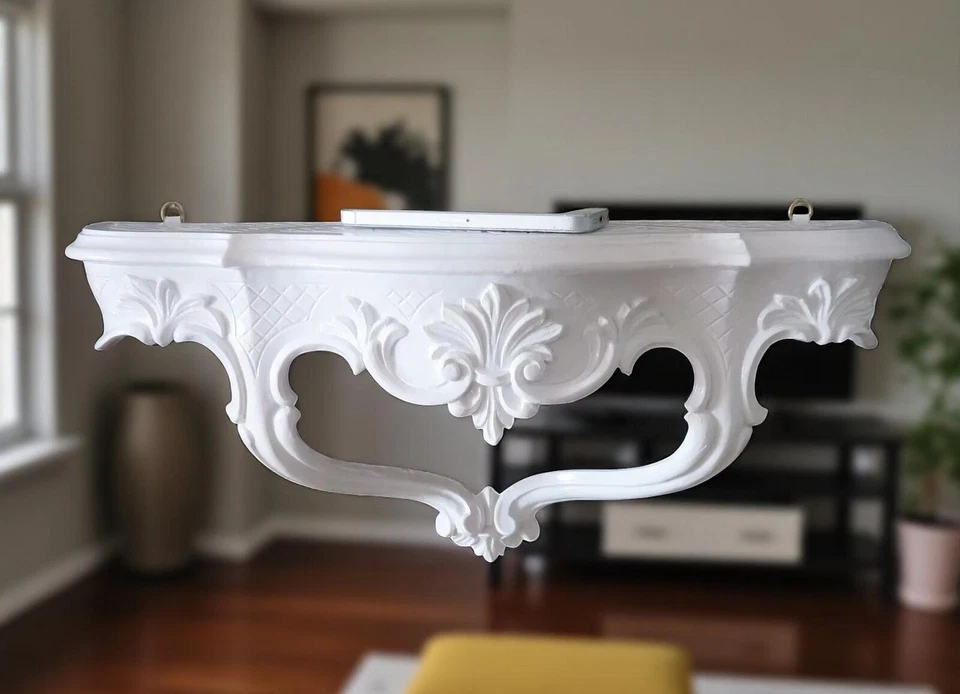 Wandkonsole Weiß Wandablage 45x21cm Hängekonsole Antik Wandregal BAROCK Ablage - Bild 1 von 4