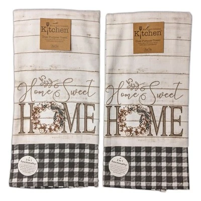 Set of 2 HOME SWEET HOME Farmhouse Terry Kitchen Towels by Kay Dee Designs - Image 1 of 3