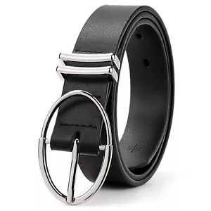 Women Belts For Jeans Dresses Pants Trendy Ladies Leather Waist Black with Si... - Picture 1 of 7