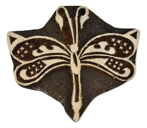 Dragonfly Insect Wooden Stamp 6.6 x 5.8cm Indian Hand Carved Printing Block - Picture 1 of 3