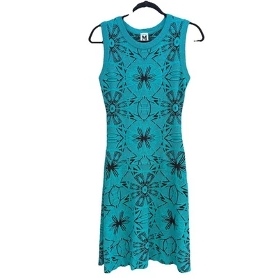 Vestido midi tejido sin mangas M Missoni con estampado floral verde azulado y negro, talla XS Foto 1 de 4