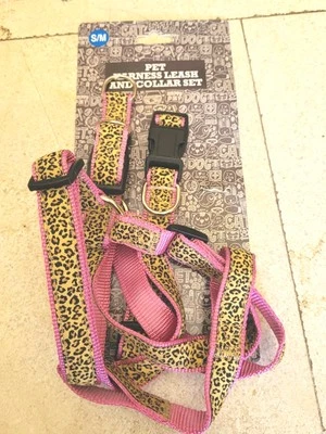Dog Leopard Print Collar And Harness Size Small/medium  - Image 1 of 4