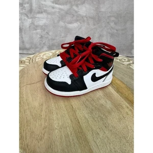 Nike Air Jordan 1 Toddler Crib Shoes Mini Sneakers Black White Red 6C - Picture 1 of 7