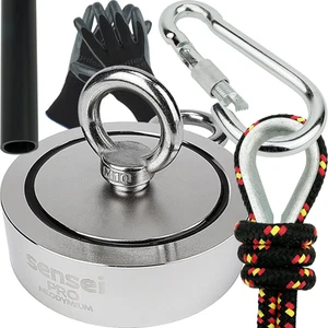 SENSEI Set 350 Kg, Doppelseitiger N52 Neodym-Magnet Mit 2 Ösen, Ø9,4 X H2,8 Cm, - Bild 1 von 9