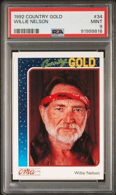 Willie Nelson 1992 纯银乡村金 #34 乡村音乐新秀卡 - PSA 9 — 第 1/3 张图片
