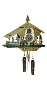 Quartz Cuckoo Clock Black forest house with music and dan.. TU 4249 QMT HZZG NEW - Picture 1 of 1