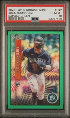 2022 Topps Chrome Sonic Julio Rodriguez Expose Green /99 PSA 10 🔥 Pop 4 - Image 1 of 2