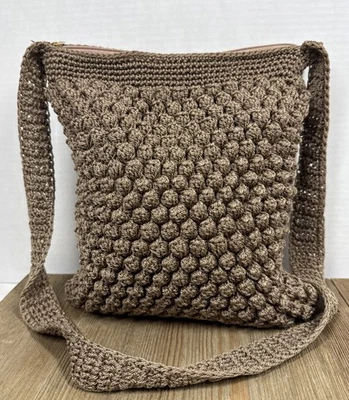Cartera Bandolera Hobo Macramé Anudada Beige Oscuro Exclusiva JOSEPH B 10x11x2 Leer Foto 1 de 4
