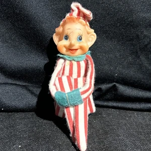 DE COLECCIÓN JAPÓN NAVIDAD ABRAZADERA ELFO PIXIE ROJO Y BLANCO RAYAS EXCELENTE 10” - Imagen 1 de 11