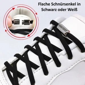 Elastische Schnürsenkel ohne Binden Flach mit Schnellverschluss Schuhbänder Set - Bild 1 von 8