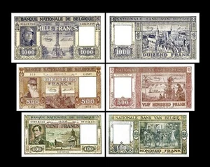 100, 500, 1.000 Fr. - Edition 1944 - 1950 - Reproduction - B 08 - Picture 1 of 6