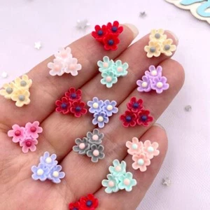 40 pz colla posteriore piatta resina perline di fiori su decorazione artistica perline strass fai da te applique - Foto 1 di 5