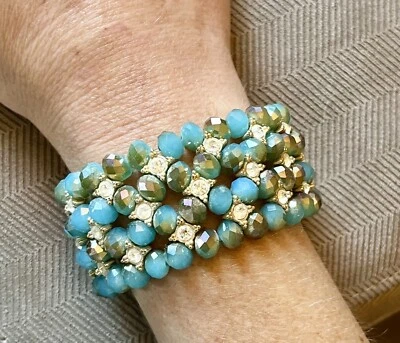 Belize Bracelet Premier Designs Gold, Blue And Green - Image 1 of 4