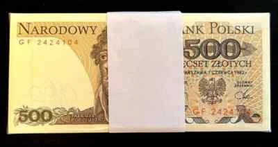POLAND 500 ZLOTYCH P-145 1982 x 100 Pcs Lot BUNDLE POLISH GRUNWALD UNC PACK NOTE - Image 1 of 4