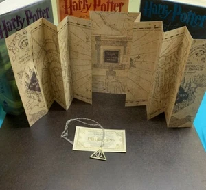 Harry Potter Marauder's Map with Deathly Hallow Necklace  - Picture 1 of 4