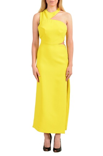 Abito da sera lungo Versace donna giallo brillante seta US XS IT 38