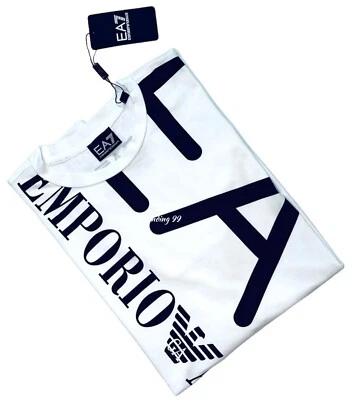 Emporio Armani EA7 Large Logo Men's Cotton Short Sleeve crew neck T-Shirt_White - Image 1 of 4