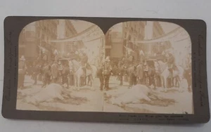 3 Antique Real Photo Stereoview Cards Madrid Explosion Dead Horse & Wedding Decs - Picture 1 of 7