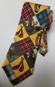 Corbata para hombre RUFF TALLADA True American Wear 100% SEDA Tema de golf clásico ¡Perfecto! - Imagen 1 de 9